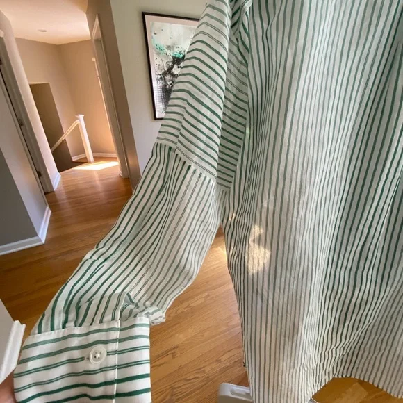 VINCE COTTON SILK SHEER BLOUSE - Picture 8 of 14